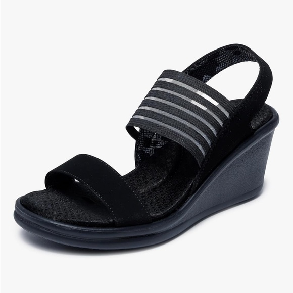 Skechers Women's Rumblers-Sci-fi Wedge Sandal in Black Sz 10 - Picture 1 of 9